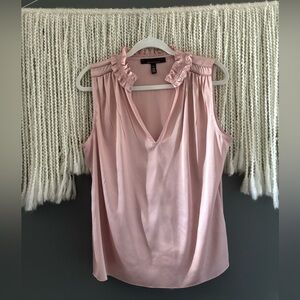 Pink Sleeveless Ruffle Blouse